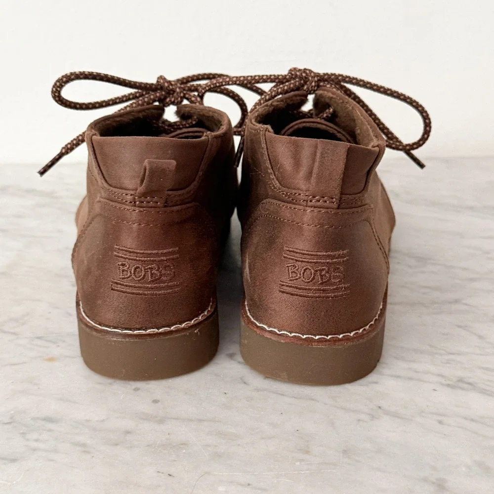 BOBS from Skechers Chukka Boots Lace Up Memory Foam Size 8 Brown Ankle Desert